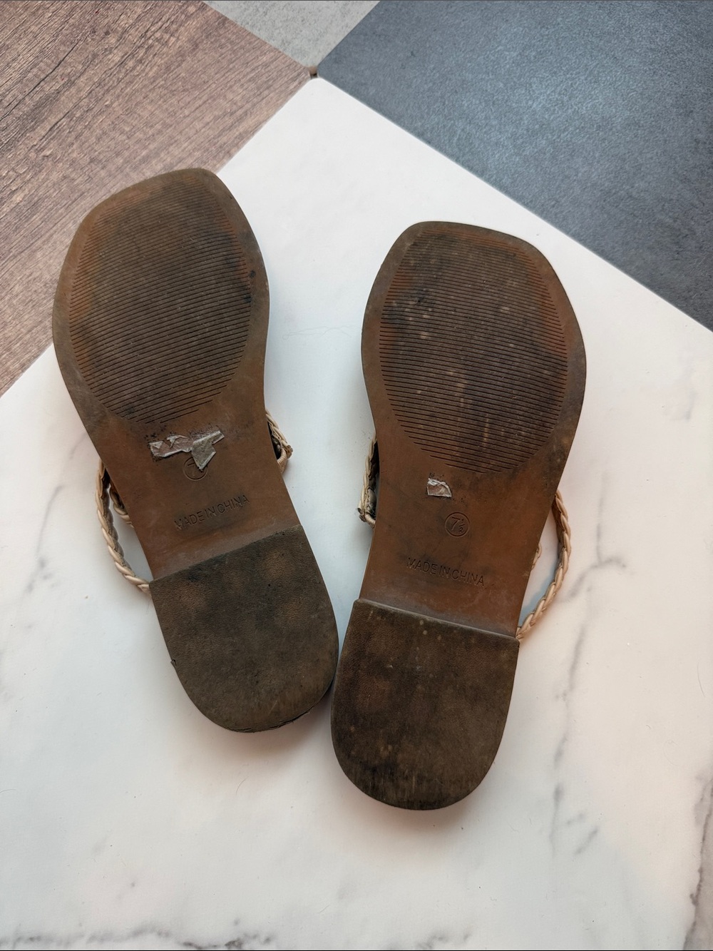 Steve Madden Braided Beige Strappy Slide Sandals - Picture 4 of 5